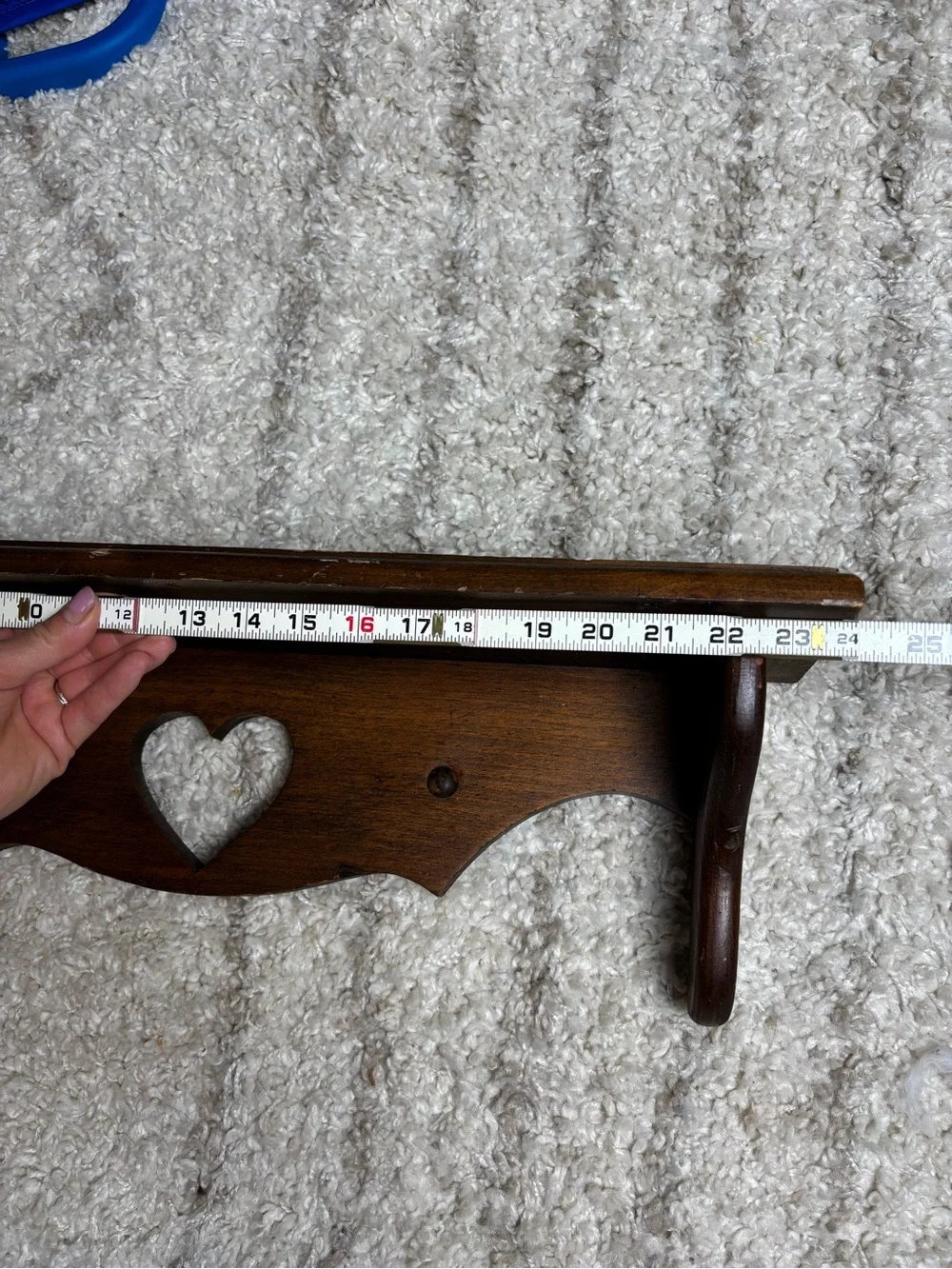 Vintage wooden shelf Heart cut out cottage country farmhouse